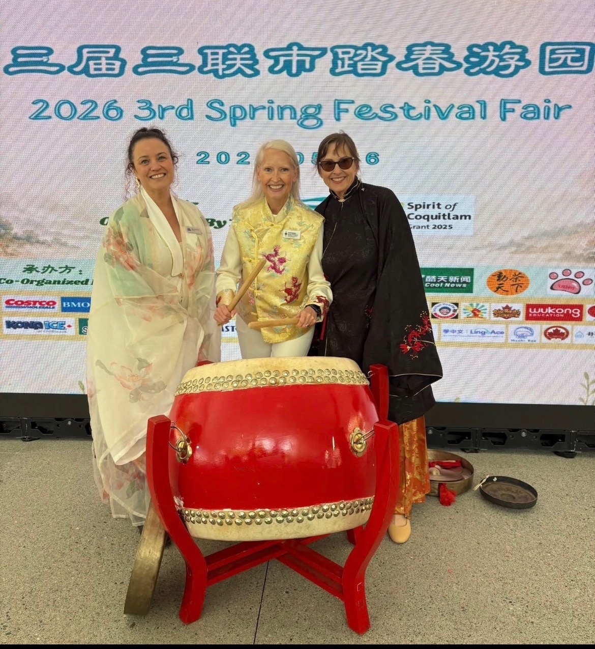 Meghan Lahti with a ceremonial drum at the Spring Festival Fair